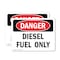 Signmission Diesel Fuel Only Danger Sign, Vinyl Decal, 10in W x 7in L, 2PK OS-2PACK-DS-D-710-L-2060 - alternate 1